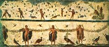 Frieze in the dining-hall (Triclinium) of the house of Pammachius, Rome, Italy, (1928). Creator: Unknown