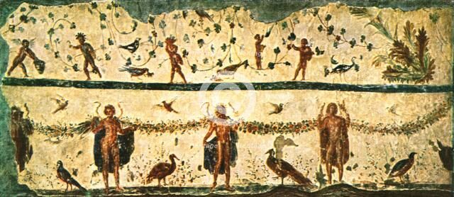 Frieze in the dining-hall (Triclinium) of the house of Pammachius, Rome, Italy, (1928). Creator: Unknown.