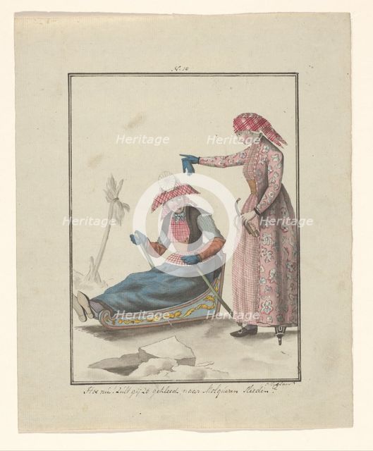 Frisian women on the ice, 1803-c.1899.  Creator: J. Enklaar.