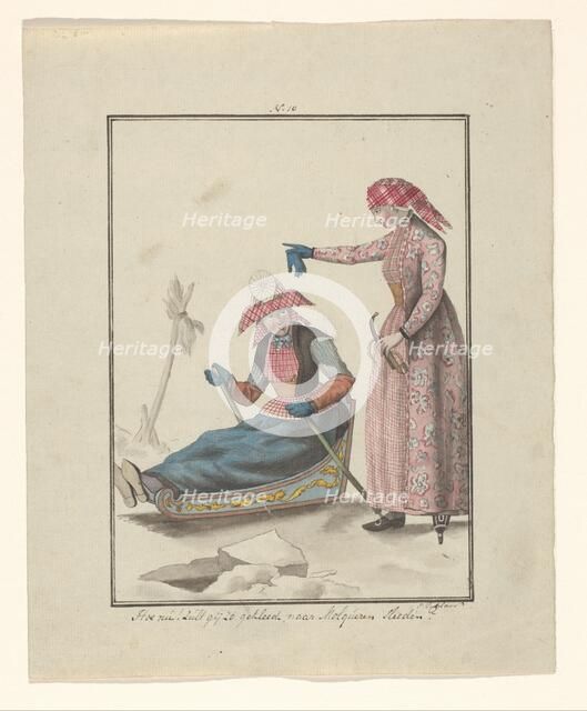 Frisian women on the ice, 1803-c.1899.  Creator: J. Enklaar.