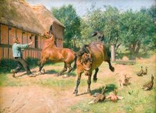Frisky horses, 1865-1887. Creator: Hans Michael Therkildsen