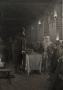 Frithiof comes to King Ring (from Frithiof's saga), 1880s. Creator: Johan August Malmström