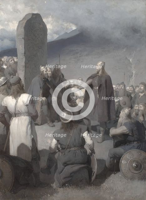 Frithiof's courtship (from Frithiof's saga), 1880s. Creator: Johan August Malmström.