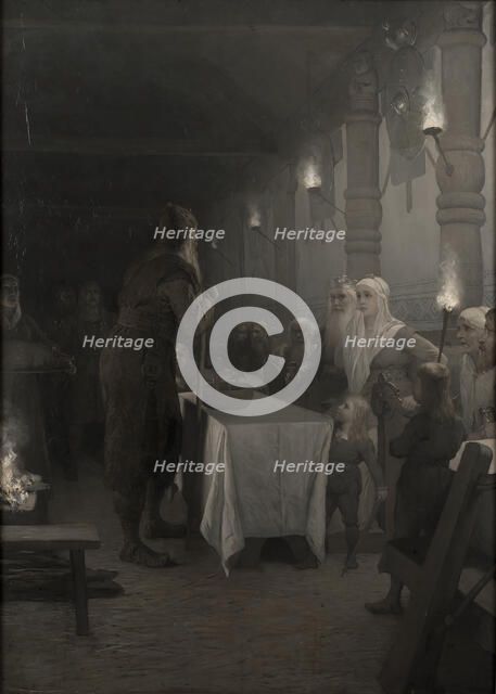 Frithiof's Saga: Frithiof at the court of King Ring, 1880s. Creator: Malmström, August (1829-1901).