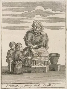 Fritters, piping hot Fritters Cries of London, (c1688?). Artist: Anon