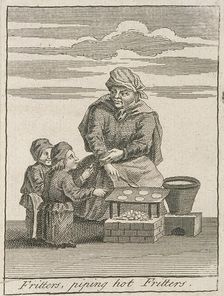 Fritters, piping hot Fritters Cries of London, (c1688?). Artist: Anon
