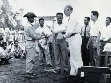 Fritz Ronnefeldt distributing medicine, c1940s. Creator: Unknown