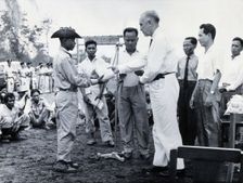 Fritz Ronnefeldt distributing medicine, c1940s. Creator: Unknown