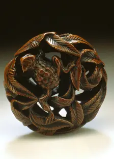 Frog Crawling through Leaves, First half of 19th century. Creator: Naito Toyomasa