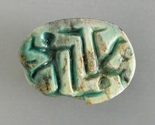 Frog Scaraboid with Human Depictions on the Base, Probably 6th-13th Dynasty (2374-1665). Creator: Unknown