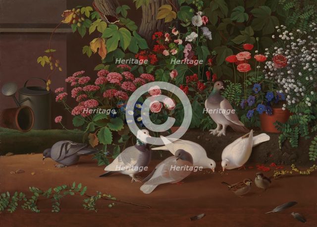 From the Garden: Flowers and Birds, 1853-1854. Creator: Ferdinand von Wright.