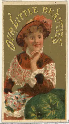 From the Girls and Children series (N58) promoting Our Little Beauties Cigarettes for Alle..., 1887. Creator: Allen & Ginter
