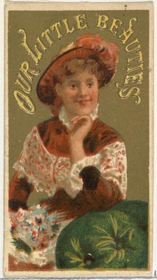 From the Girls and Children series (N58) promoting Our Little Beauties Cigarettes for Alle..., 1887. Creator: Allen & Ginter