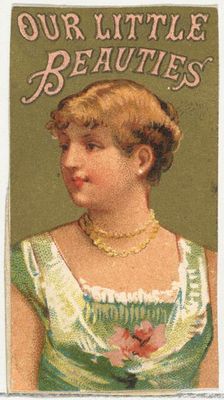 From the Girls and Children series (N58) promoting Our Little Beauties Cigarettes for Alle..., 1887. Creator: Allen & Ginter