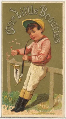 From the Girls and Children series (N58) promoting Our Little Beauties Cigarettes for Alle..., 1887. Creator: Allen & Ginter