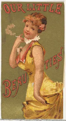 From the Girls and Children series (N58) promoting Our Little Beauties Cigarettes for Alle..., 1887. Creator: Allen & Ginter