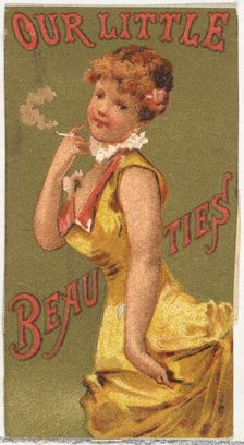 From the Girls and Children series (N58) promoting Our Little Beauties Cigarettes for Alle..., 1887. Creator: Allen & Ginter