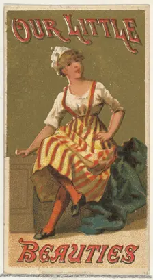 From the Girls and Children series (N58) promoting Our Little Beauties Cigarettes for Alle..., 1887. Creator: Allen & Ginter