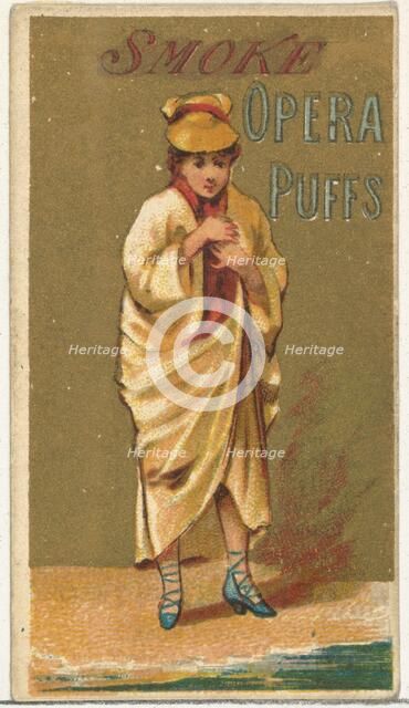 From the Girls and Children series (N65) promoting Opera Puffs Cigarettes for Allen & ..., ca. 1886. Creator: Allen & Ginter.