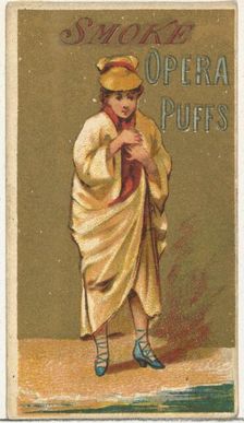From the Girls and Children series (N65) promoting Opera Puffs Cigarettes for Allen & ..., ca. 1886. Creator: Allen & Ginter