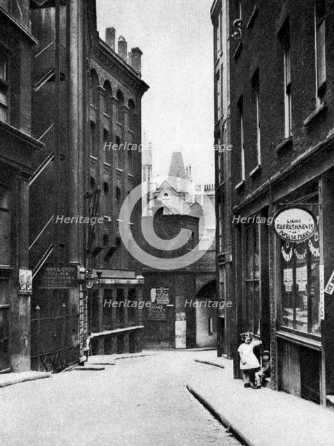 From the Old Bailey looking down the hill of Fleet Lane, London, 1926-1927. Artist: Unknown