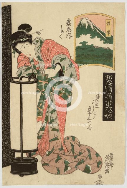From the series "Fifty-three Pairings in the Yoshiwara", 1821-1822. Creator: Ikeda Eisen.