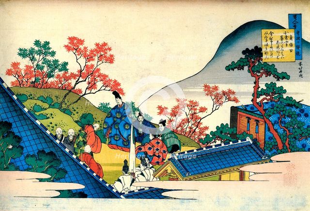 From the series Hundred Poems by One Hundred Poets: Fujiwara no Tadahira, c1830.  Artist: Hokusai