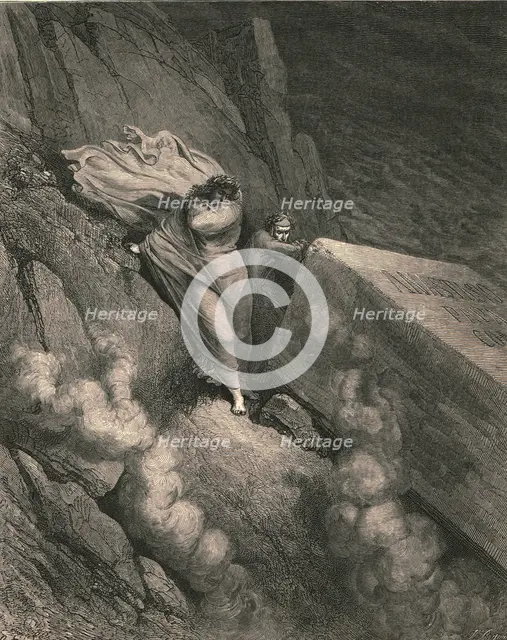 'From the profound abyss, behind the lid of a great monument we stood retired', c1890.  Creator: Gustave Doré.
