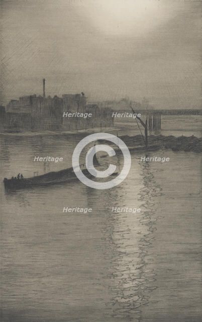 From Waterloo Bridge: Sun bursting through fog, c. 1924-27. Creator: CRW Nevinson.