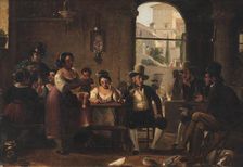 From a Roman Osteria. Pipe-Smoking Hunters and Italian Women, c1830-1870. Creator: Wilhelm Marstrand