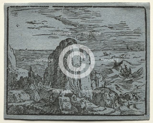 From a set of 4 Landscapes: No.4- Cliff on the Seashore. Creator: Hendrick Goltzius (Dutch, 1558-1617).