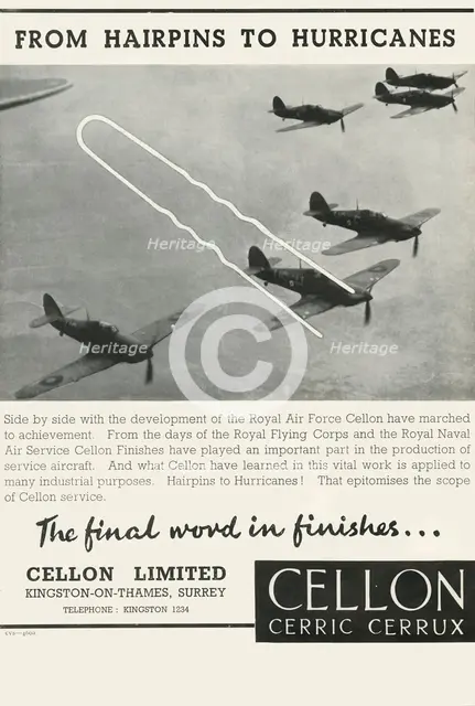 'From Hairpins to Hurricanes - Cellon Limited', 1941. Creator: Unknown.