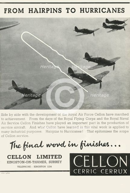 'From Hairpins to Hurricanes - Cellon Limited', 1941. Creator: Unknown.