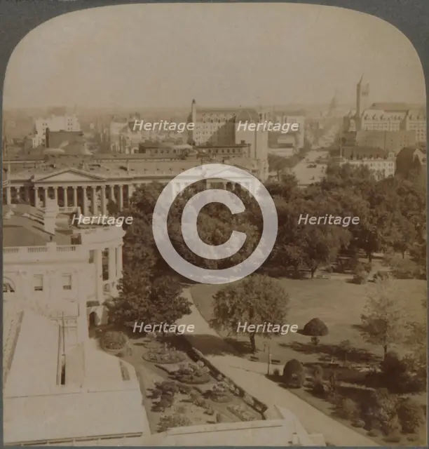 'From Navy Department...past the White House and Treasury, to Capitol, Washington, U.S.A.', 1902. Creator: Underwood & Underwood.