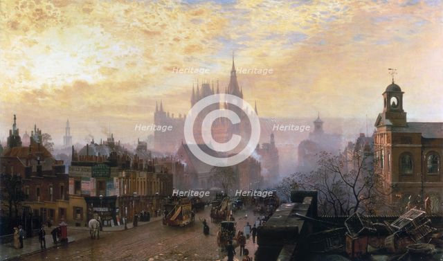'From Pentonville Road looking West: Evening', 1884. Creator: John Scorrer O'Connor.