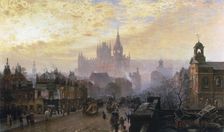 From Pentonville Road looking West: Evening 1884. Artist: John Scorrer O'Connor