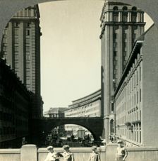 From Regeringsgatan down on Kungsgatan and its two Skyscrapers, Stockholm, Sweden c1930s. Creator: Unknown