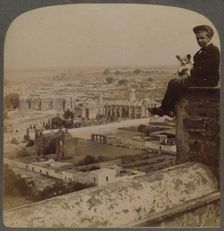 From San Francisco Cathedral, on the largest Aztec Pyramid, looking over Cholula, Mexico 1901. Creator: Underwood & Underwood