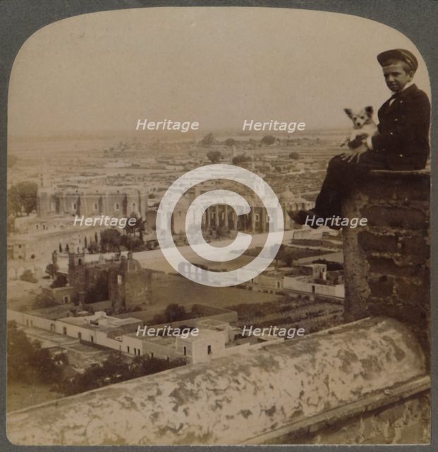 'From San Francisco Cathedral, on the largest Aztec Pyramid, looking over Cholula, Mexico', 1901. Creator: Underwood & Underwood.