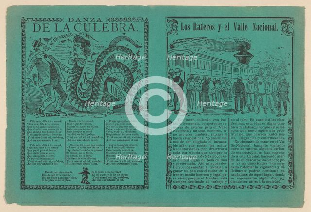 Front and back covers of a phamplet relating to a story 'The thieves and the National ..., ca. 1900. Creator: José Guadalupe Posada.