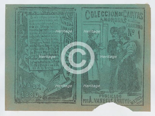 Front and back covers printed on the same sheet for a collection of love letters ..., ca. 1900-1910. Creator: José Guadalupe Posada.