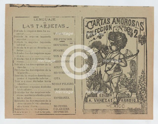 Front and back covers printed on the same sheet for a collection of love letters ..., ca. 1900-1910. Creator: José Guadalupe Posada.