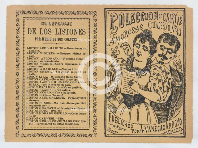 Front and back covers printed on the same sheet for a collection of love letters ..., ca. 1900-1910. Creator: José Guadalupe Posada.