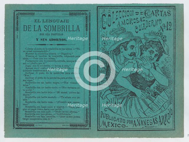 Front and back covers printed on the same sheet for a collection of love letters ..., ca. 1900-1910. Creator: José Guadalupe Posada.