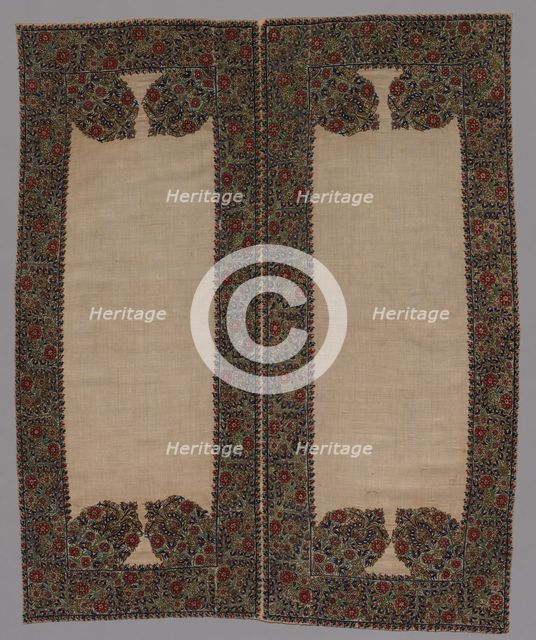 Front and Back of a Bolster Case, 1700s. Creator: Unknown.