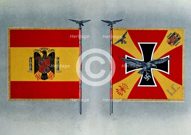 Front and back of the Flag of the Condor Legion during the Spanish Civil War.