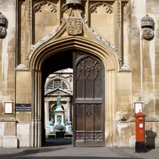 Front gate of King's College, King's Parade, Cambridge, Cambridgeshire, c2000s(?)