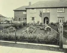 Front garden of 61 Barnes Avenue, on the Castelnau Estate, Barnes, London, 1930