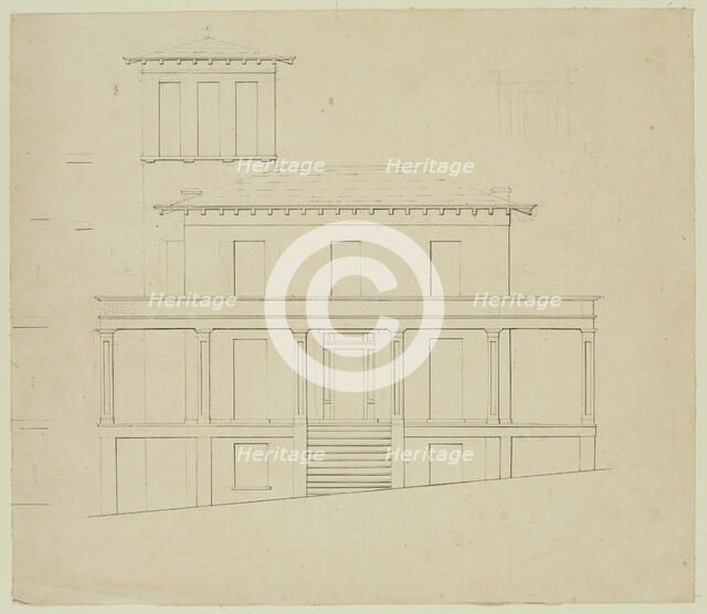 Front Elevation of Proposed Villa at Catskill, between 1840 and 1841. Creator: Thomas Cole.