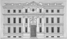 Front elevation of the Drapers Hall, Throgmorton Street, City of London, 1850. Artist: Anon